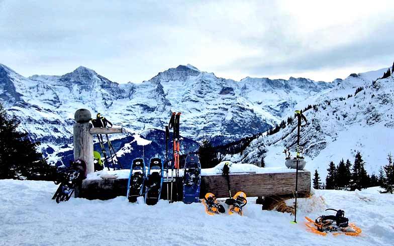 Geführte Schneeschuhtour. Berner Oberland mit Eiger, Mönch und Jungfrau. Isenfluh/Lauterbrunnen